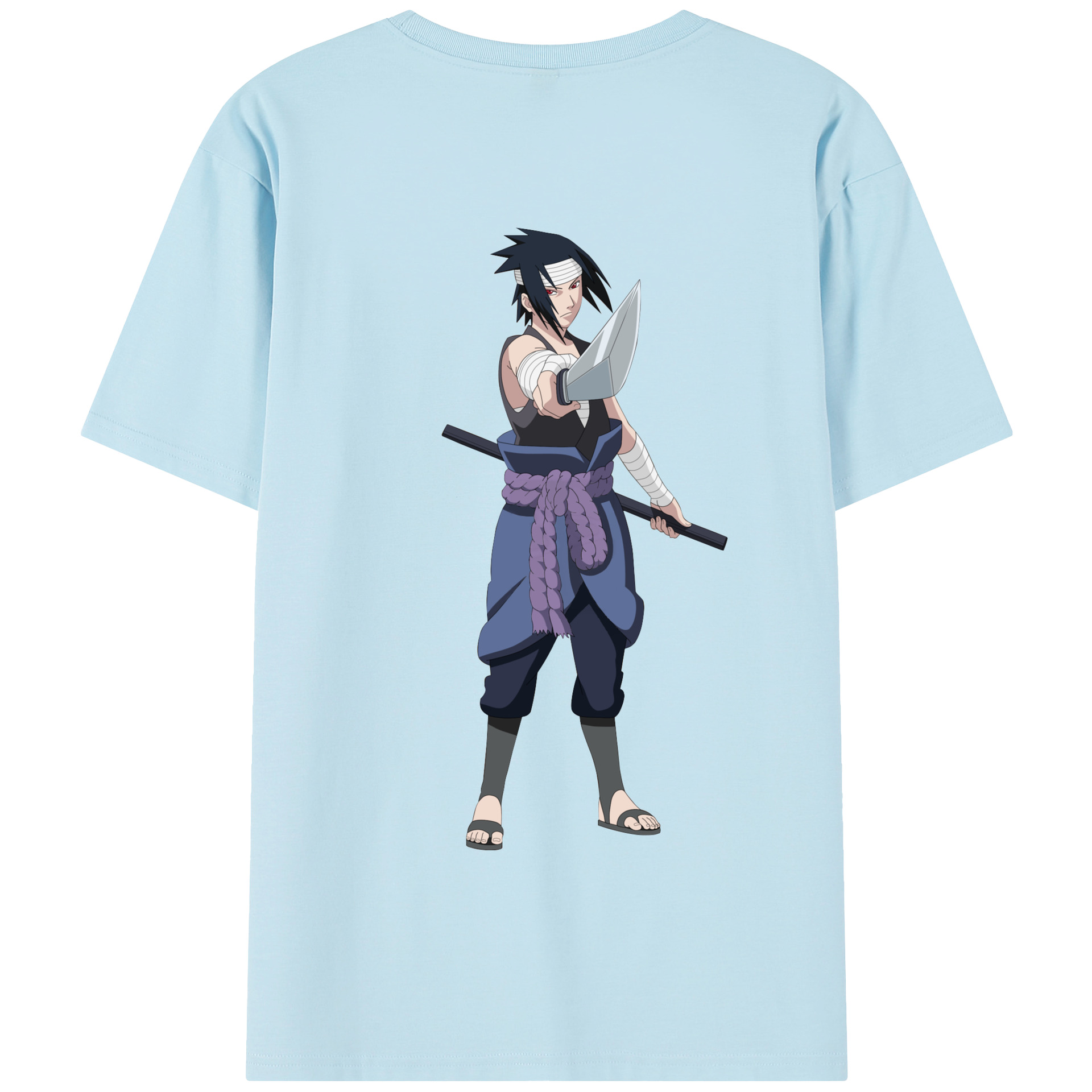 （画像用） NARUTO -ナルト- うちは サスケ Uchiha Sasuke 綿100％半袖Tシャツ（背面プリント）